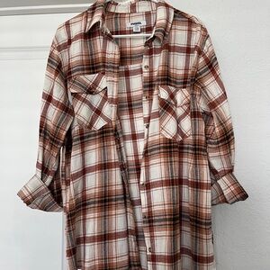 100% Cotton Tilly's Women's Plaid Button Down Shirt - Dark Orange and Black